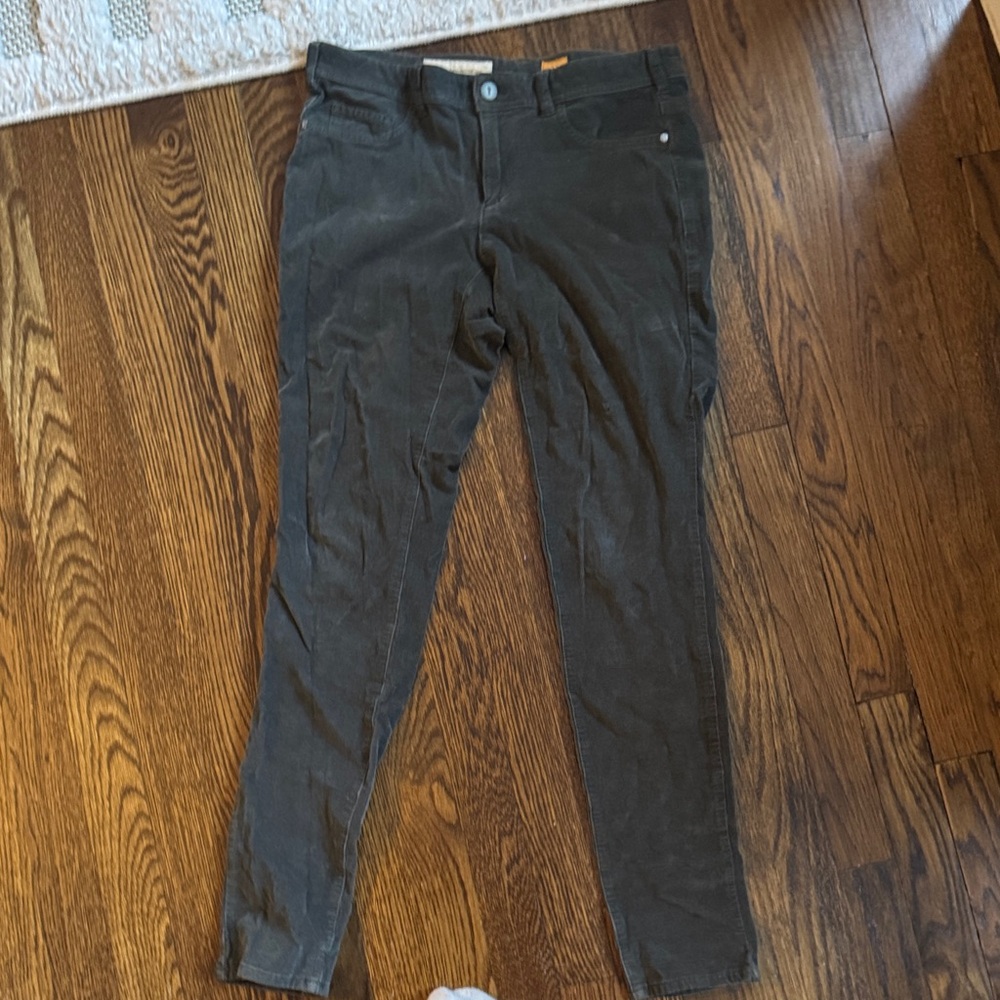 Pilcro and the Letterpress Anthropologie Serif Green Corduroy Slim Pants
